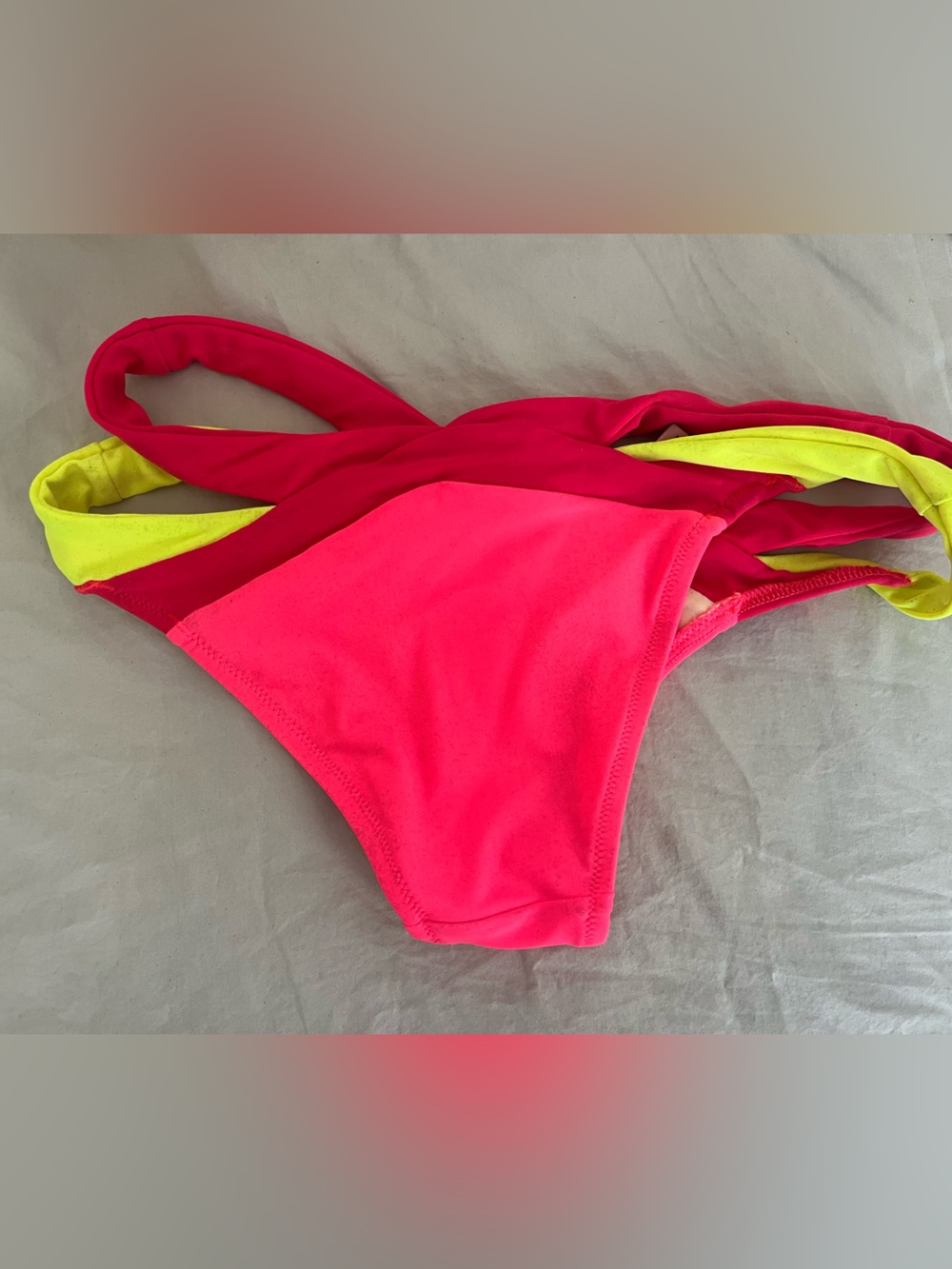 Agent Provocateur Hot Pink Bikini Bottom with Neon Yellow Trim